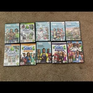 10 sims 3 and 4 games. I no longer use them and am looking to sell them.